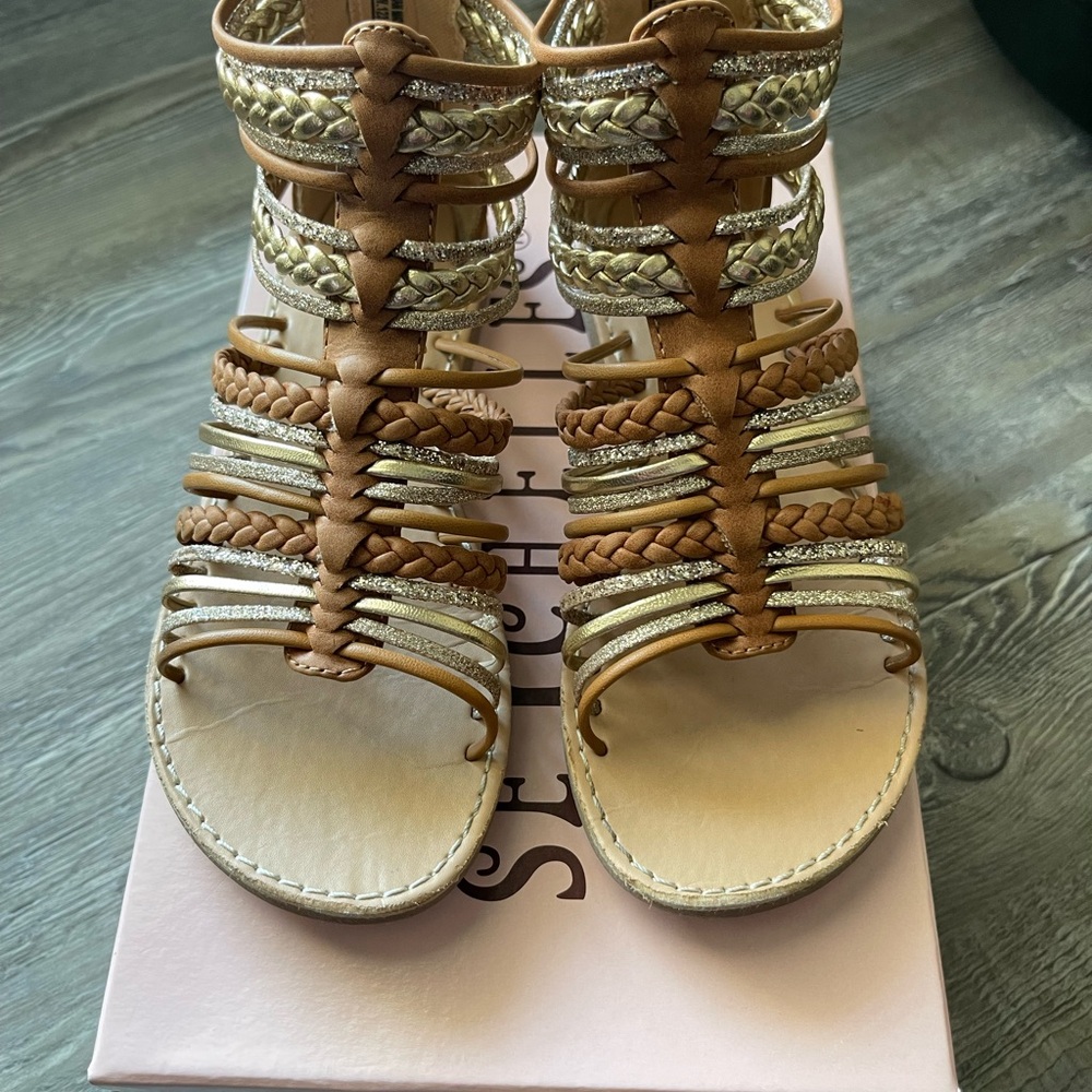 Kids Brown and Gold Sandals